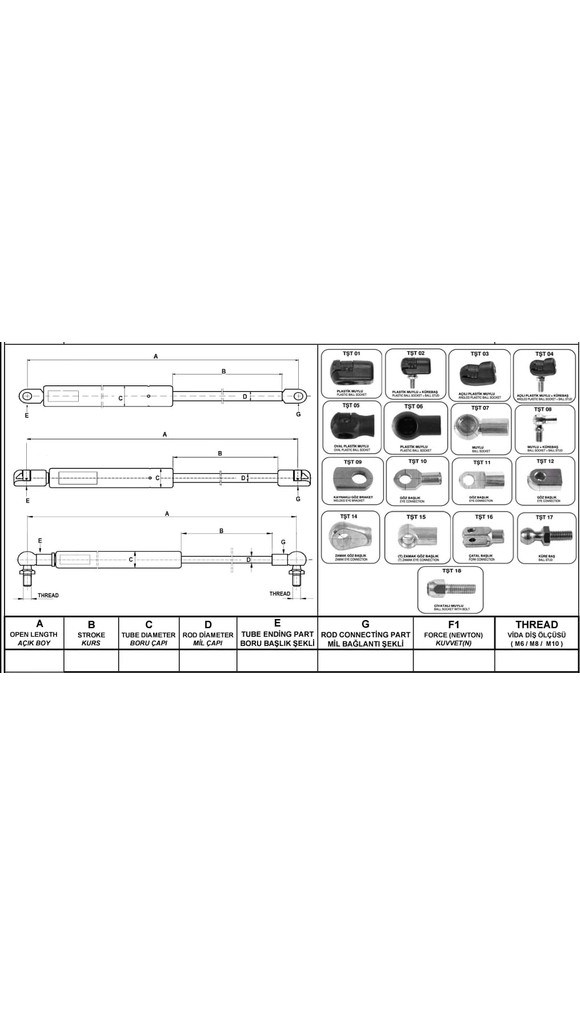 Gazlı Amortisör J Tipi