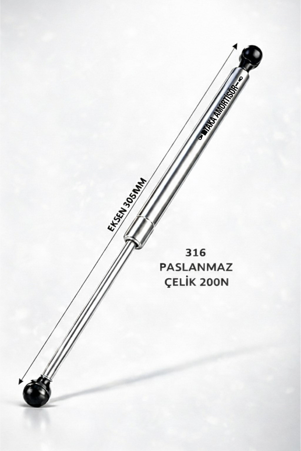 PASLANMAZ INX 316 GAZLI AMORTİSÖR MARİNE TİPİ- Taka 305mm 200N - Tekne ve Yat Tipi