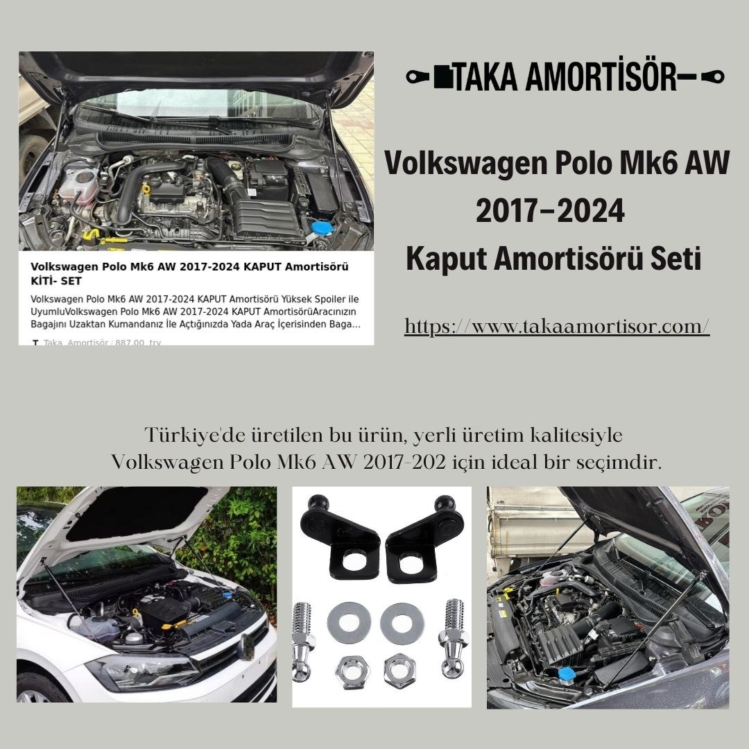 Volkswagen Polo Mk6 AW 2017-2024  KAPUT Amortisörü KİTİ- SET