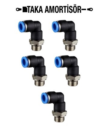 5 ADET--1/4-8 MM DÖNER DİRSEK HAVA (PNÖMATİK)----1/4 inç diş çapı ile 8 mm'lik