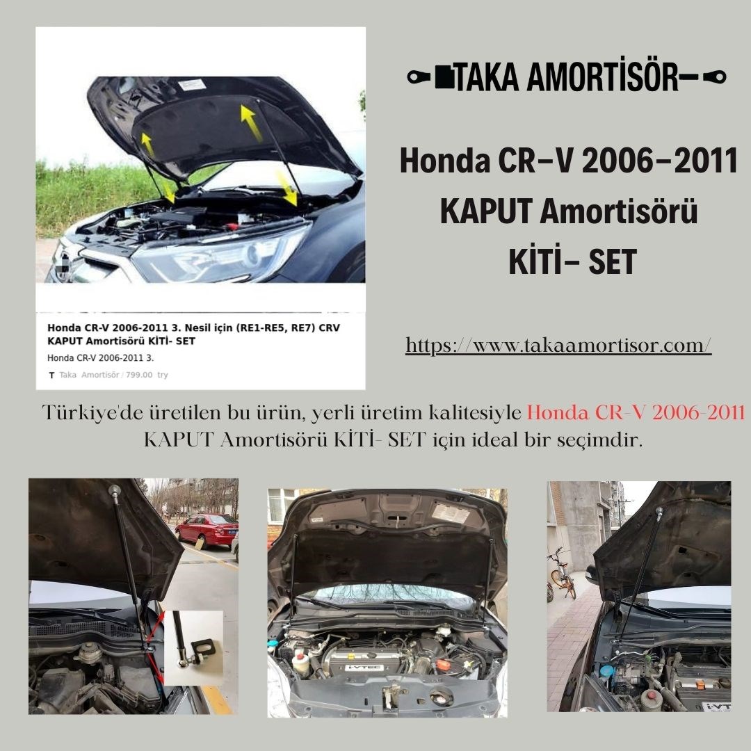 Honda CR-V 2006-2011 3. Nesil için (RE1-RE5, RE7) CRV KAPUT Amortisörü KİTİ- SET
