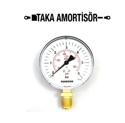 Pakkens 0-6 Bar 100 mm Alttan Bağlantılı Kuru Manometre G 1/2 inç