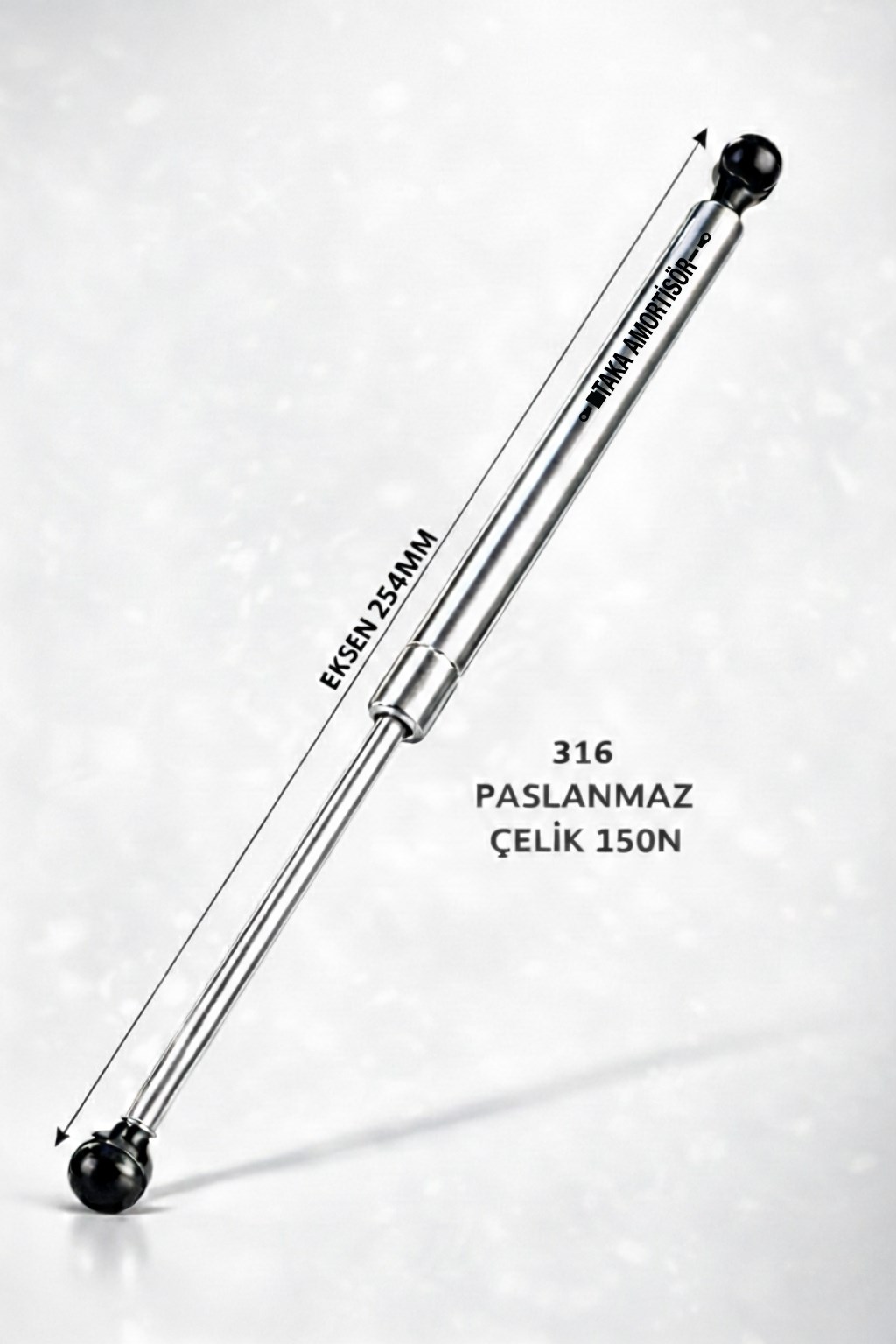 PASLANMAZ INX 316 GAZLI AMORTİSÖR MARİNE TİP - Taka 254mm 150N - Tekne ve Yat Tipi