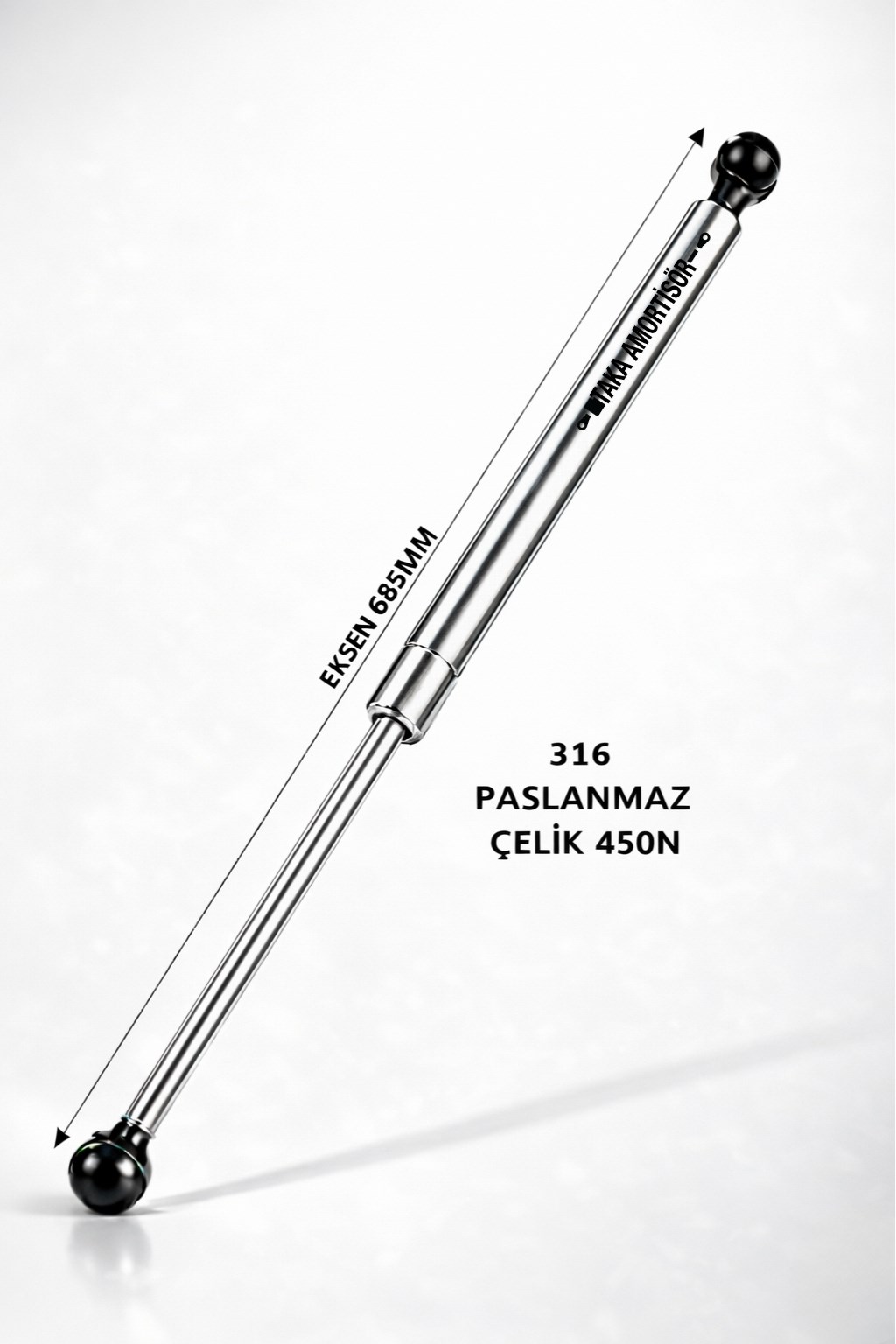 PASLANMAZ INX 316 GAZLI AMORTİSÖR MARİNE TİPİ - Taka 685mm 450N - Tekne ve Yat Tipi