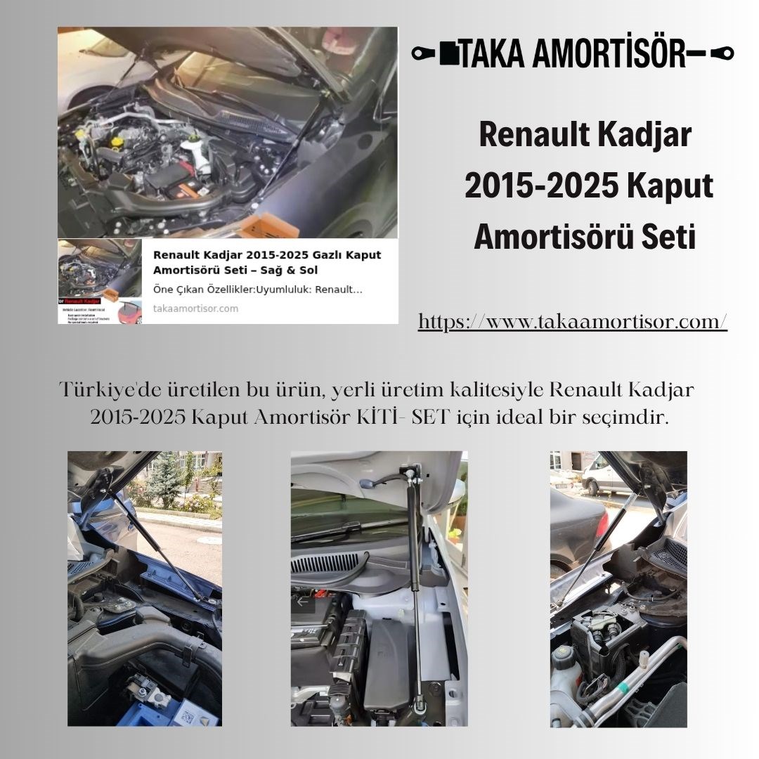 Renault Kadjar 2015‑2025 Gazlı Kaput Amortisörü Seti – Sağ & Sol