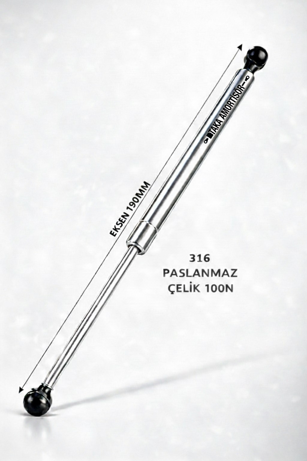 PASLANMAZ INX 316 GAZLI AMORTİSÖR MARİNE TİP - Taka 190mm 100N - Tekne ve Yat Tipi