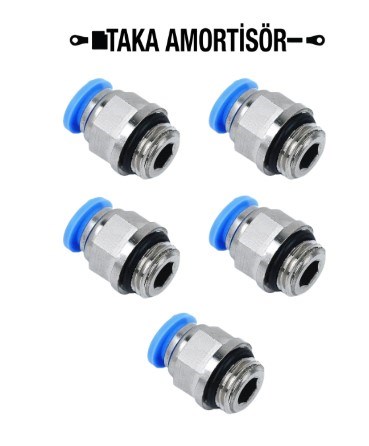 1/4-8 PNÖMATİK DÜZ REKOR 5 ADET-------- 1/4 inç diş çapı ile 8 mm'lik